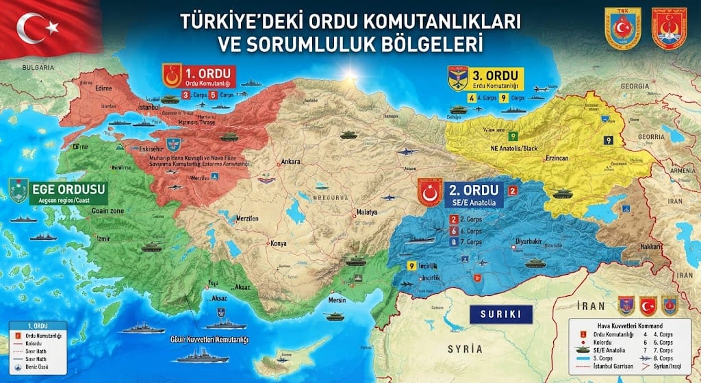 Türkiye'deki Ordu Komutanlıkları ve Sorumluluk Bölgeleri Nelerdir?