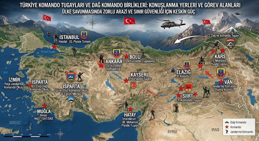 Komando Tugayları ve Dağ Komando Birlikleri Nerelerde Konuşludur?