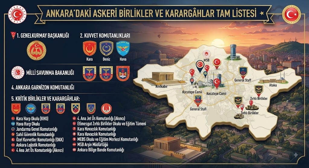 Ankara'daki Askeri Birlikler ve Karargâhlar Tam Listesi