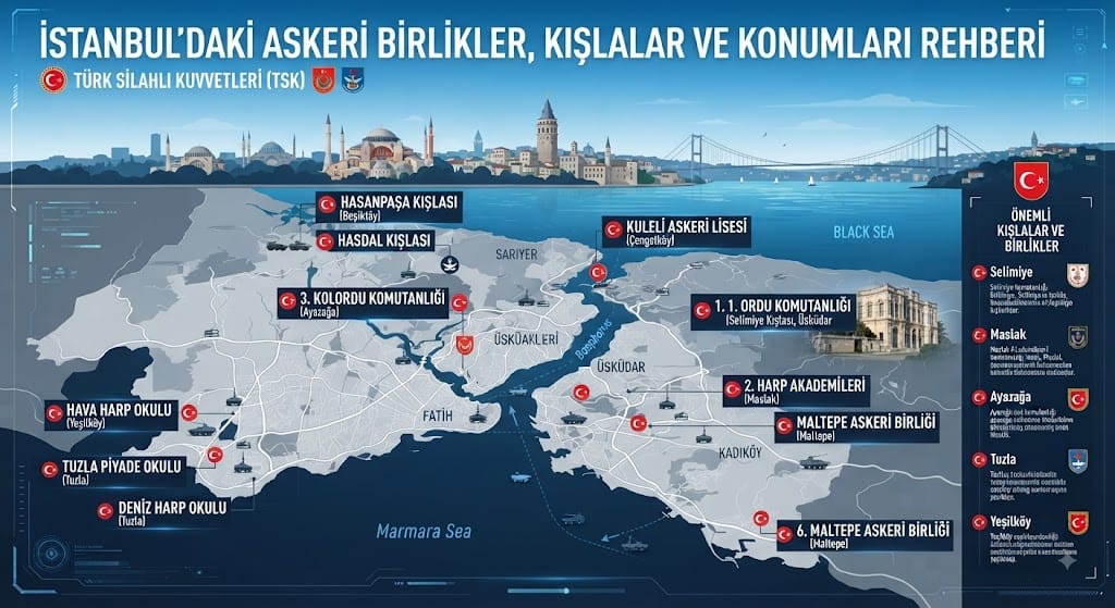İstanbul'daki Askeri Birlikler, Kışlalar ve Konumları Rehberi